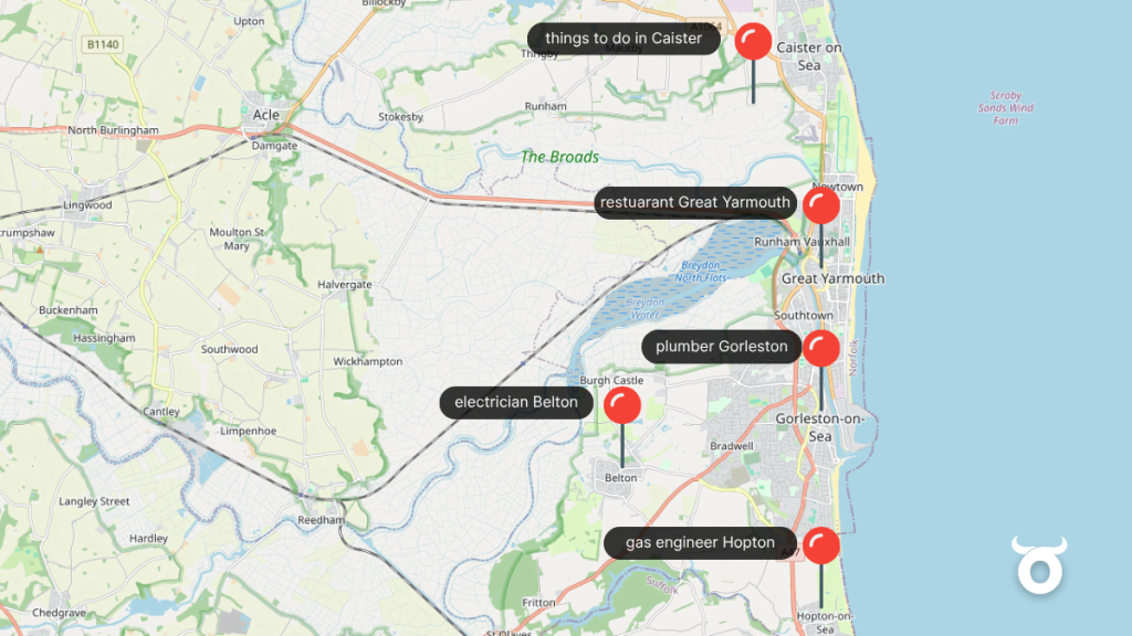 Local SEO foundation for East Norfolk businesses covering Great Yarmouth, Gorleston, Caister, Hemsby, and Belton